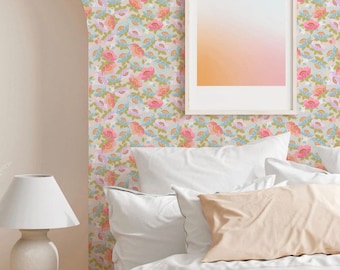 Ditsy Floral Wallpaper, Vintage Multicolor Removable Wallpaper