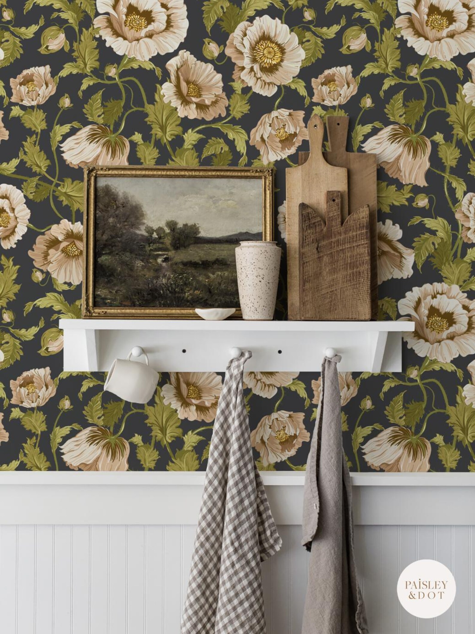 Moody Poppy Flower Wallpaper, Removable Floral Wall Decor - Etsy