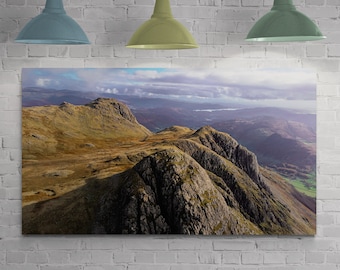 LANGDALE PIKES - The Lake District - Unframed, Framed or Canvas Print - Photo Wall Art - Home Decor - Aerial Photography - UK Countryside