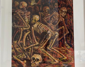 Stary obraz temperowy „Ostatni taniec” 1988.