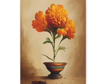 Marigolds Floral Canvas Print | Artist-Grade Cotton