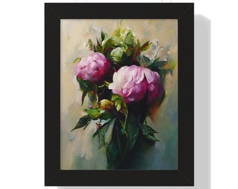 Dutch Peonies Art Print | Black Frame, Floral Wall Decor