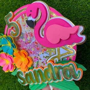 Tropical Shaker Cake Topper - Topper Shaker - Flamingo - Summer Cake Topper - Custom Party decor - Tropical