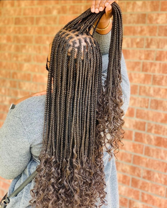 360 Lace Knotless Braid Wig With Curly Tips, 26/28 Inches