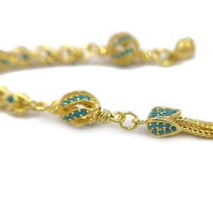 Gold Plated  Sterling Silver Tasbih Tassel Zirconia Paved Collection