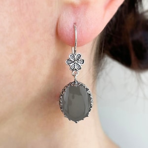 Gray Moonstone 925 Sterling Silver Filigree Art Women Dangle Drop Earrings, Sky Blue Topaz Solid Silver Handmade Chandelier Women Earrings