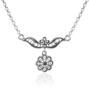 925 Sterling Silver Choker Pendant Necklace Filigree Design Lace Figured Women Choker Necklace Luxurious Gift Boxed