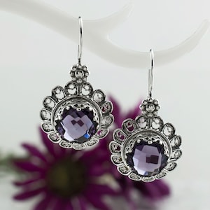 Amethyst Edelstein 925 Sterling Silber Handgefertigte filigrane Damen Tropfenohrringe, Blautopas, Alexandrit, Rubin, Citrin, Blauquarz Edelsteine