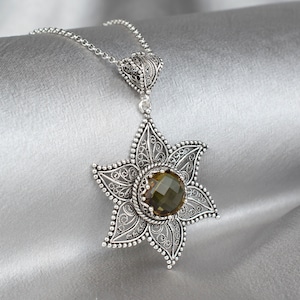 Sterling Silber Alexandrit Boho Anhänger Halskette, handgefertigte filigrane Creation Anhänger Halskette mit 20 &quot;Kette, Geschenk Boxed