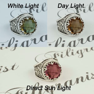 Alexandrite Gemstone 925 Sterling Silver Cocktail Ring, Artisan Made Handcrafted Filigree Art Woman Statement Ring