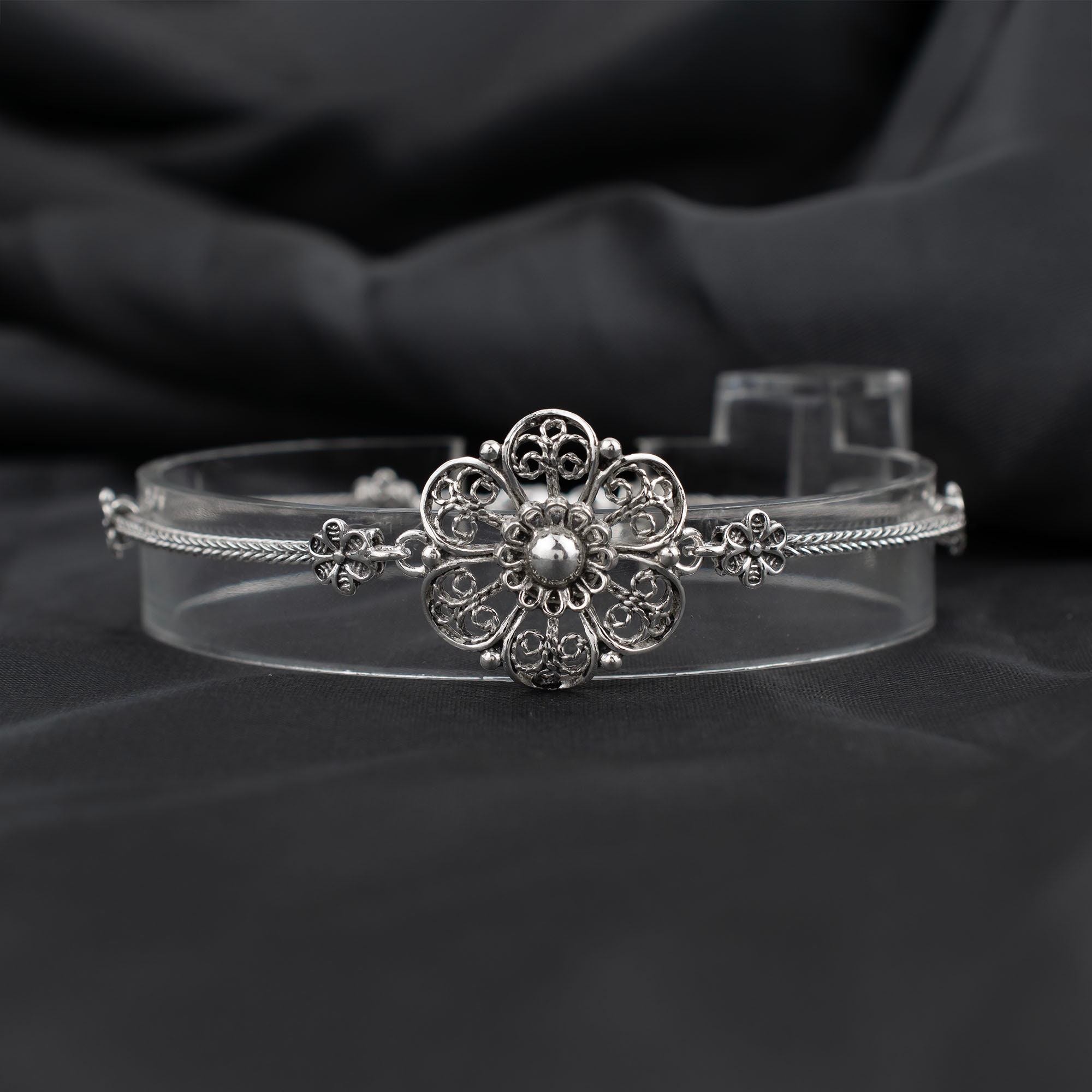 [wingbling] 925Silver☆LIA Daisy Silver Ball Bracelet Sterling Silver Daisy Flower Bracelet - 925 Adjustable
