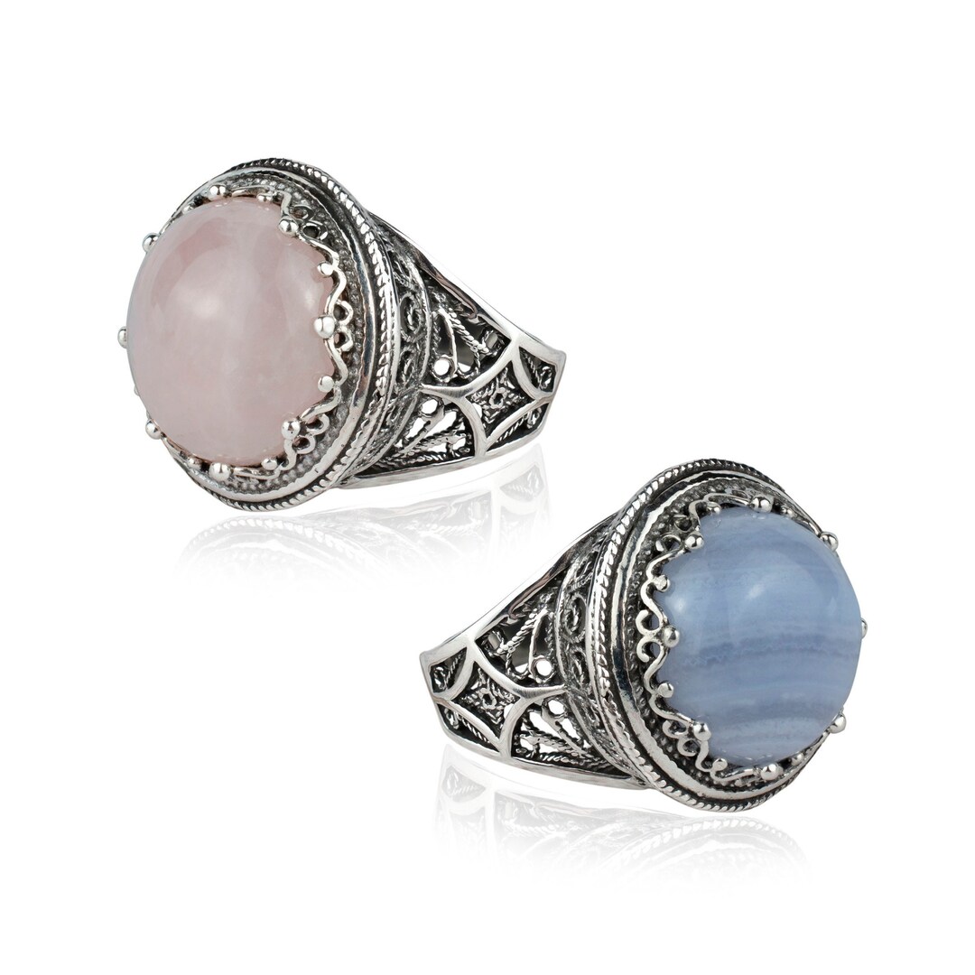 925 Sterling Silver Women Bold Dome Statement Ring With Rose - Etsy