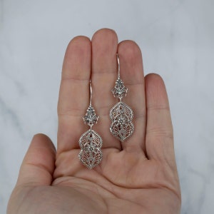 925 Sterling Silver Earrings Artisan Handcrafted Paisley Art Filigree Style Dangle Drop Earrings image 5