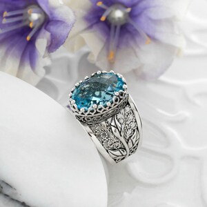 925 Sterling Silver Women Cocktail Ring With Blue Topaz Gemstone ...