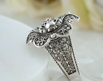 100pcs Women's Vintage Retro Silver Rings Bohemia Popular Flower Lucky