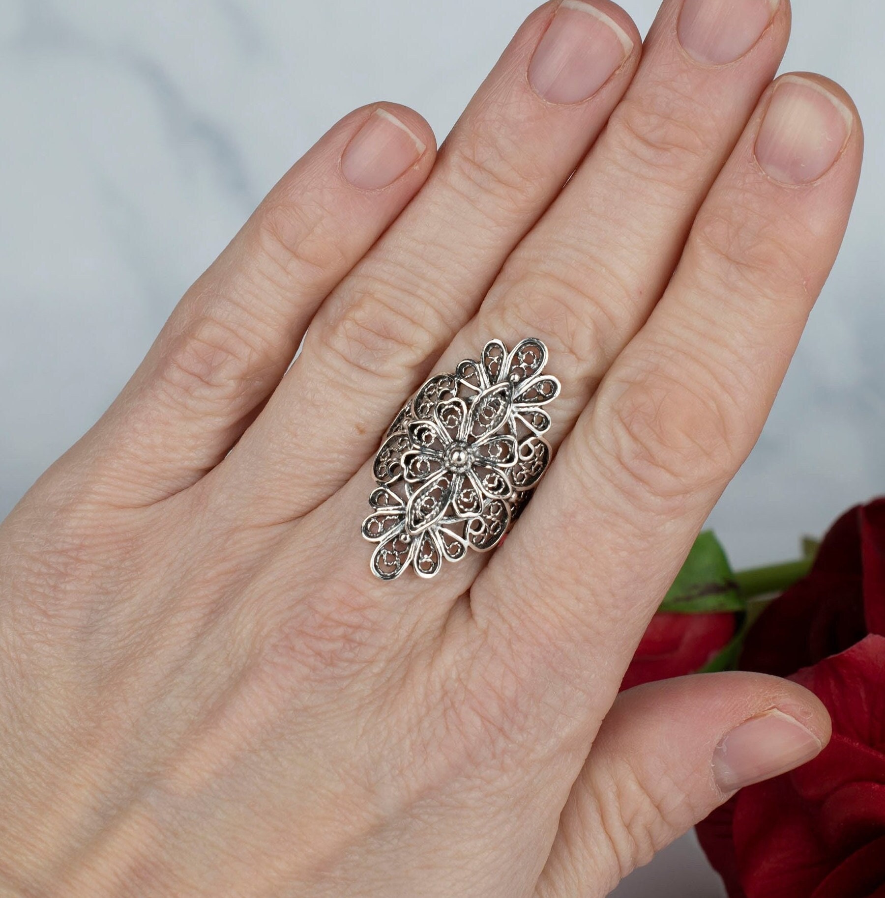 Anillos largos de plata hotsell