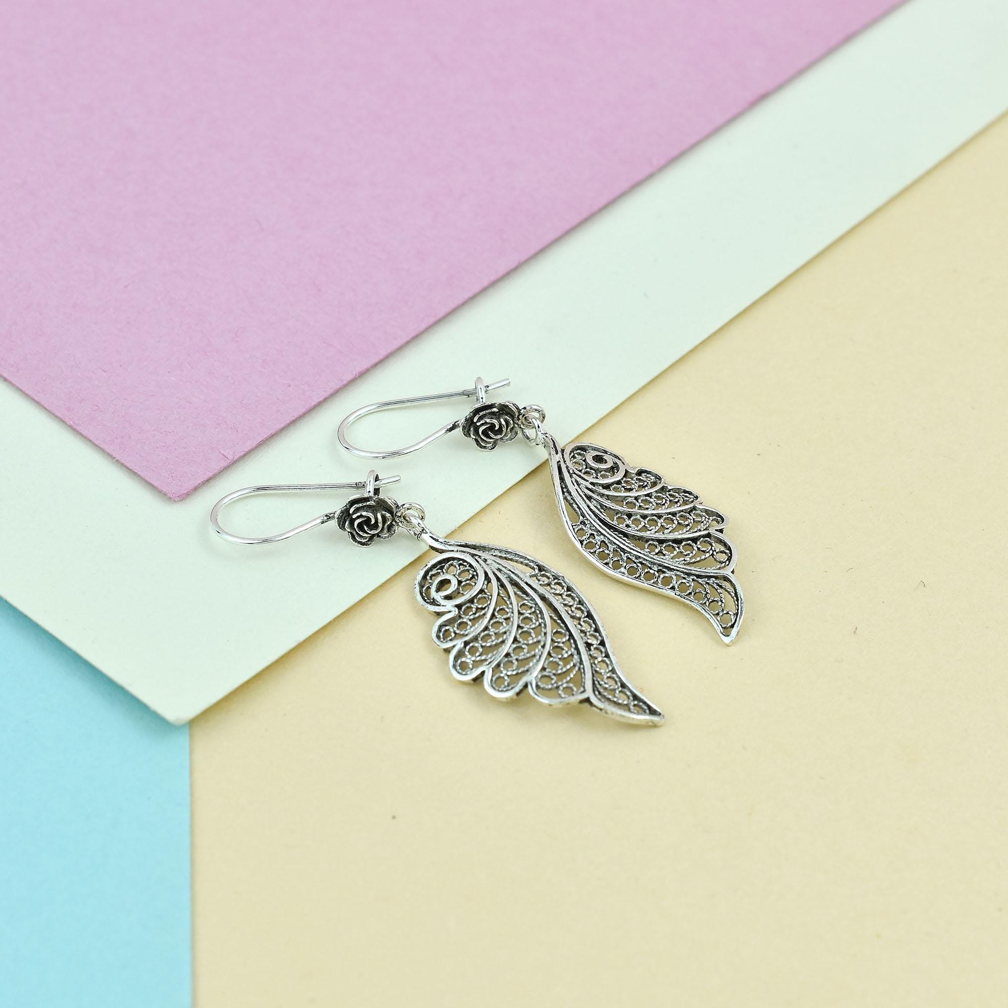 Orecchini pendenti in argento sterling con ali d'angelo .925 x 1 paio Ali d'ange