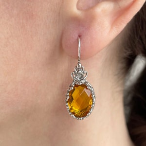 Alexandriet edelsteen sterlingzilver handgemaakte filigraankunst vrouwen ovale oorbellen, amethist, blauwe topaas, citrien, robijnrode kroonoorbellen afbeelding 8