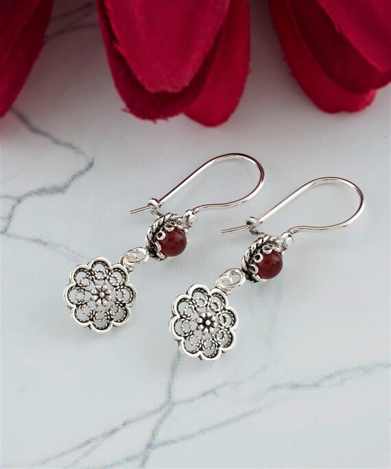 Orecchini Pendenti Orecchini A Goccia Donna In Argento Sterling 925 Con Onice Nera E Marcasite - Eleganti, Chiusura A Farfalla Argento 925