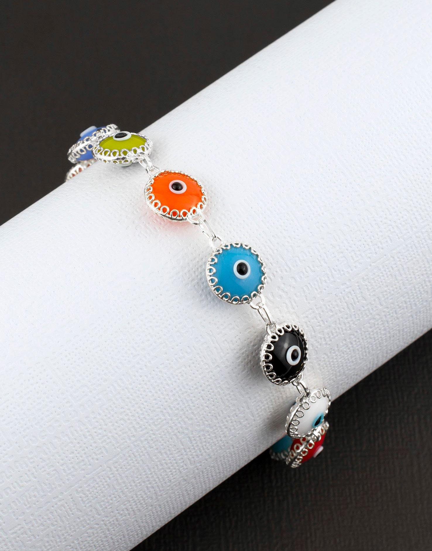 Bracciale in argento sterling con occhio greco malvagio