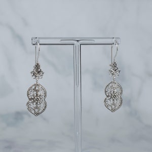 925 Sterling Silver Earrings Artisan Handcrafted Paisley Art Filigree Style Dangle Drop Earrings image 3