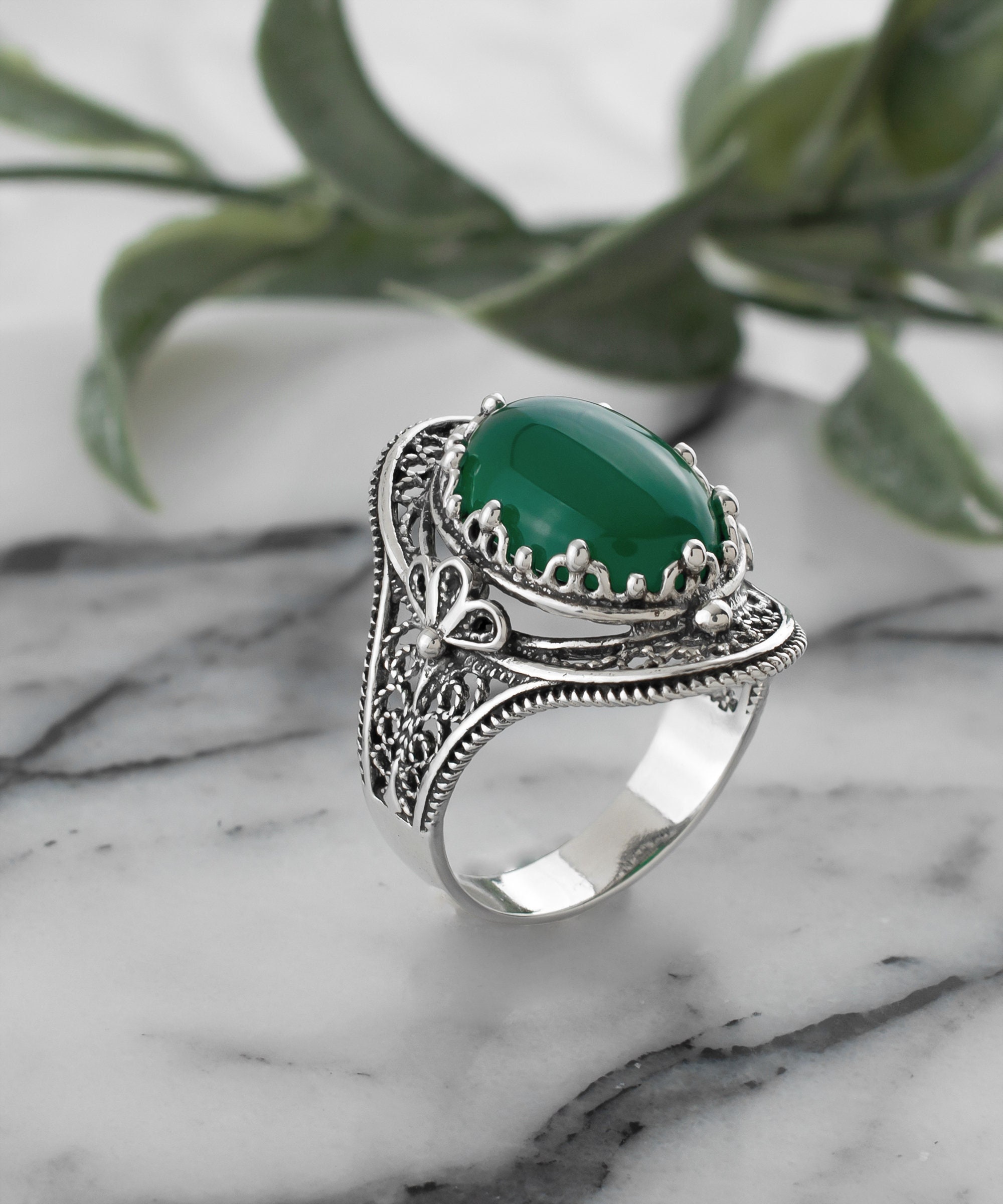 SILVER925 GREEN STONE RING/シルバー/リング Silver Green Jade Stone Ring, Mens Jade Stone Ring, Handmade Green