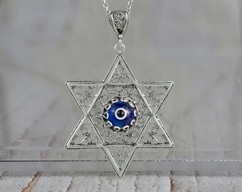 YAFEINI HKPATOP - Collana con stella di David, in argento Sterling 925