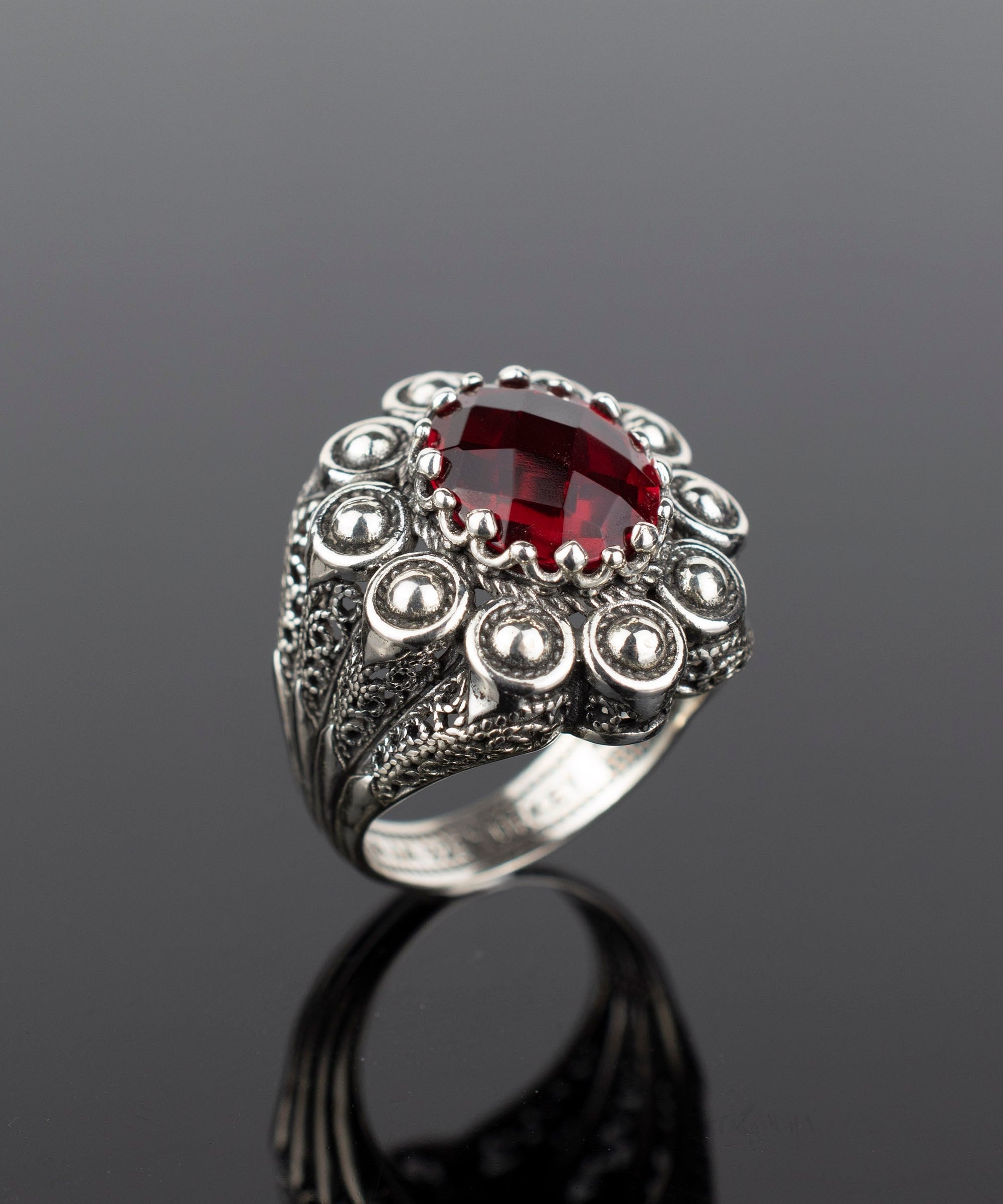 STERLING RUBY CHRON 美品 KARMA 925 Sterling Silver Ruby Quartz Gemstone Women Statement