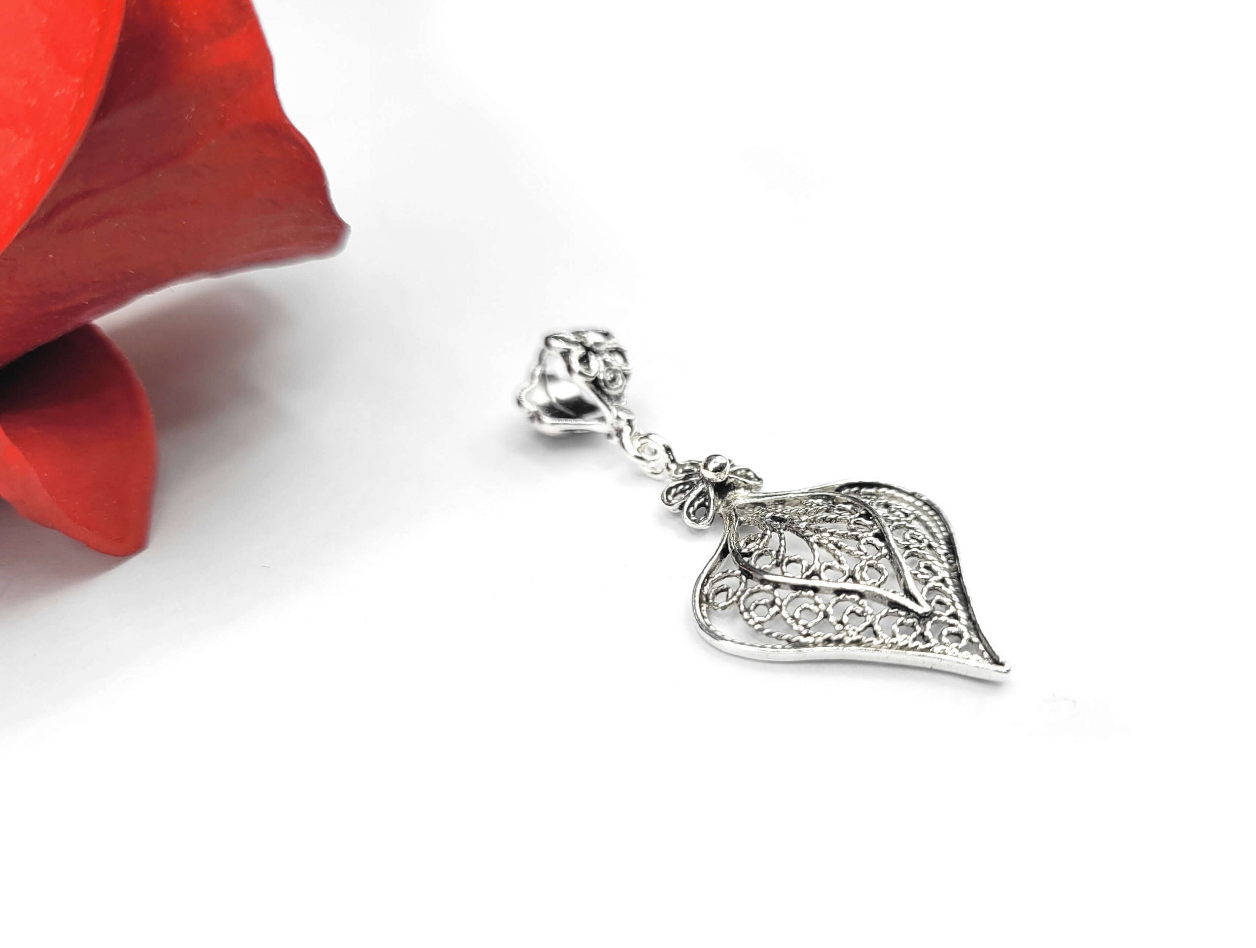 925スターリングシルバーフィリグリーアートハートデザインペンダント