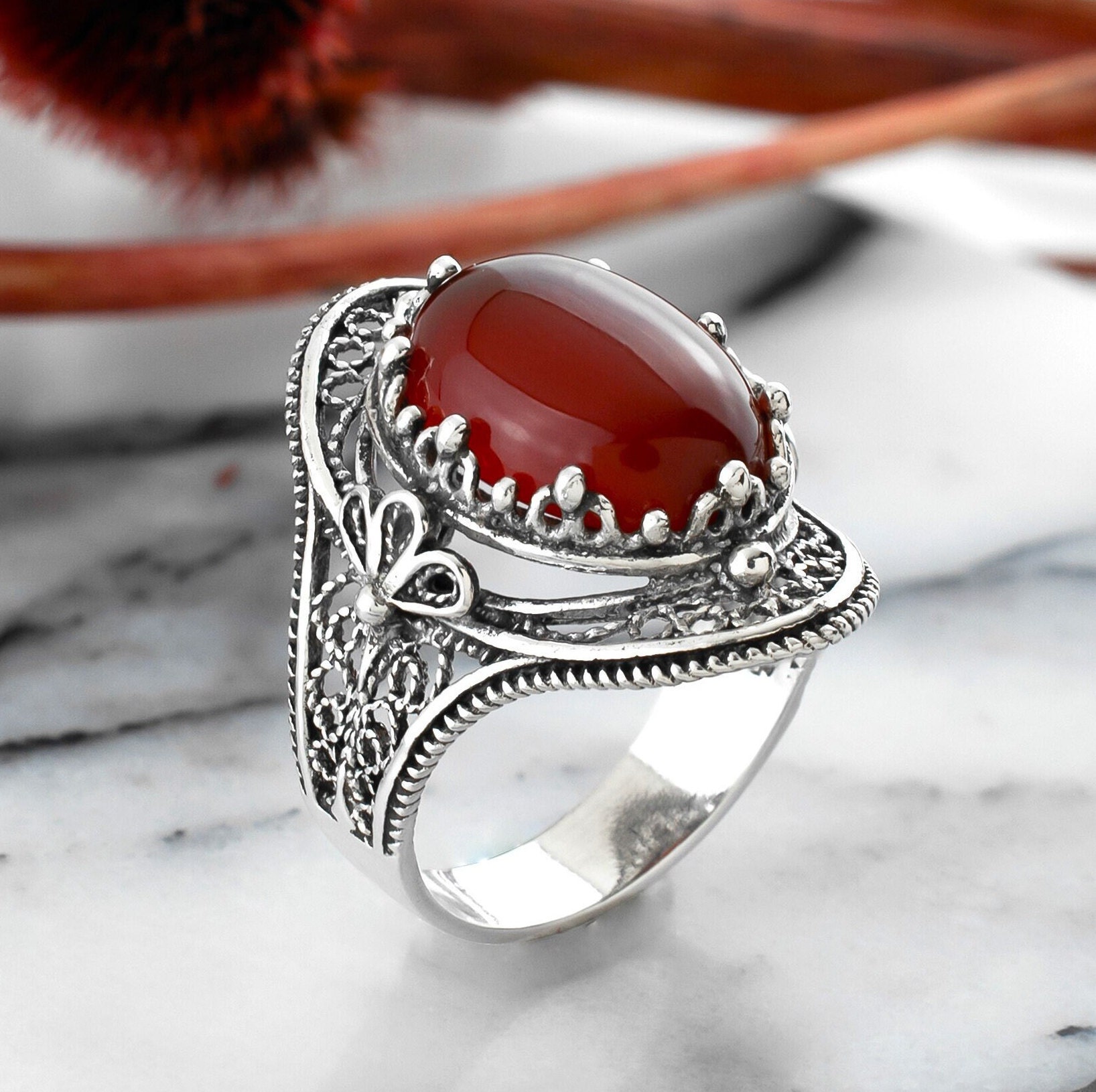 日本未入荷◆CRAFTD London◆Red Stone Band Ring Men's White Stone Band Ring (18k Gold)