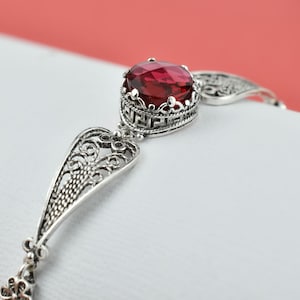 Sterling Silver Ruby Bracelet Womens Jewelry | Handmade | July Birthstone Red Bracelet