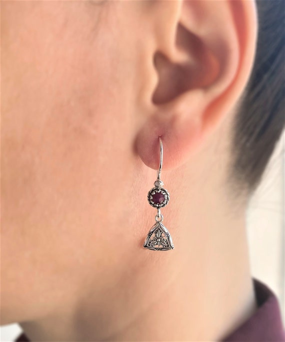 Orecchini Pendenti In Argento 925 Con Cristalli Triangolari - Pietra Portafortuna - Gioielli Eleganti Per Donna, Regalo Festa Della Mamma