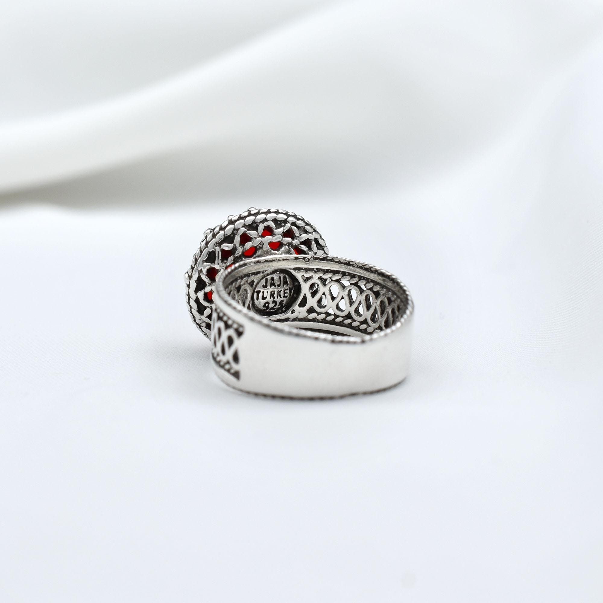 Red Ruby Sterling Silver Gothic Edgy Ring, Filigree July Birthstone ...