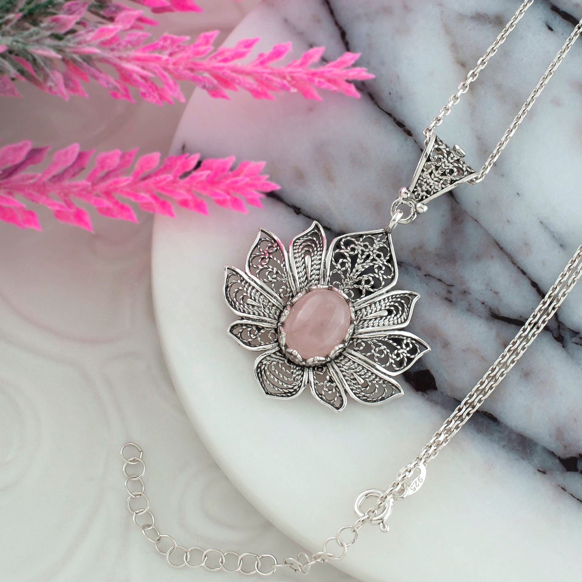 Dames ketting - Turquoise met amulet sterling zilver 925 met turkoois steen - www