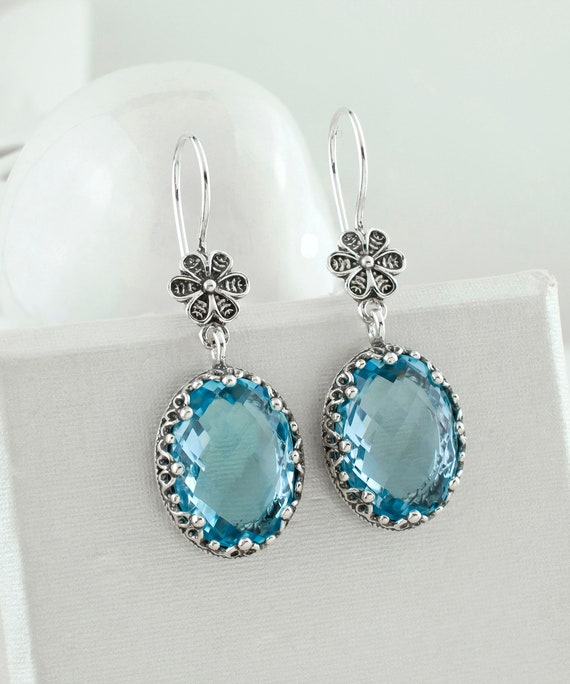 Orecchini pendenti goccia filigrana floreale medio argento sterling 925