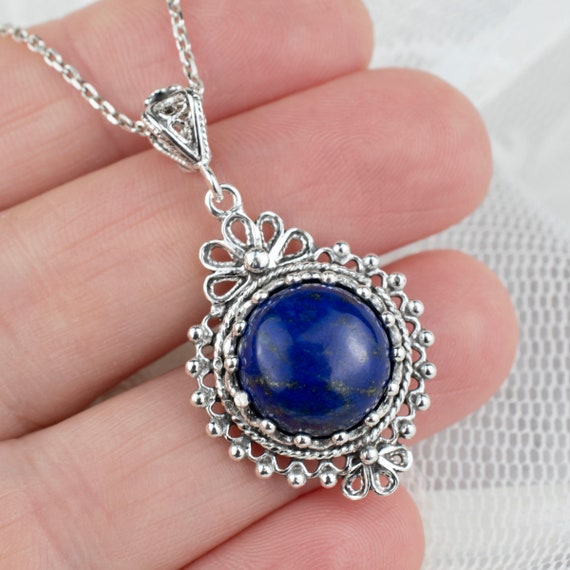2024-25 秋冬新作  ハイブランドの Lapis Lazuli Gemstone 925 Sterling Silver Pendant Necklace アクセサリー