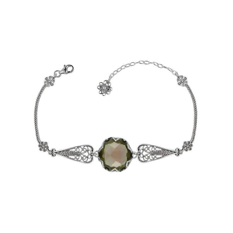 Alexandrite Silver Gothic Dark Aesthetic Bracelet, Unique Handmade Edgy Charm Bracelet Gift, Victorian Retro Women Statement Jewelry