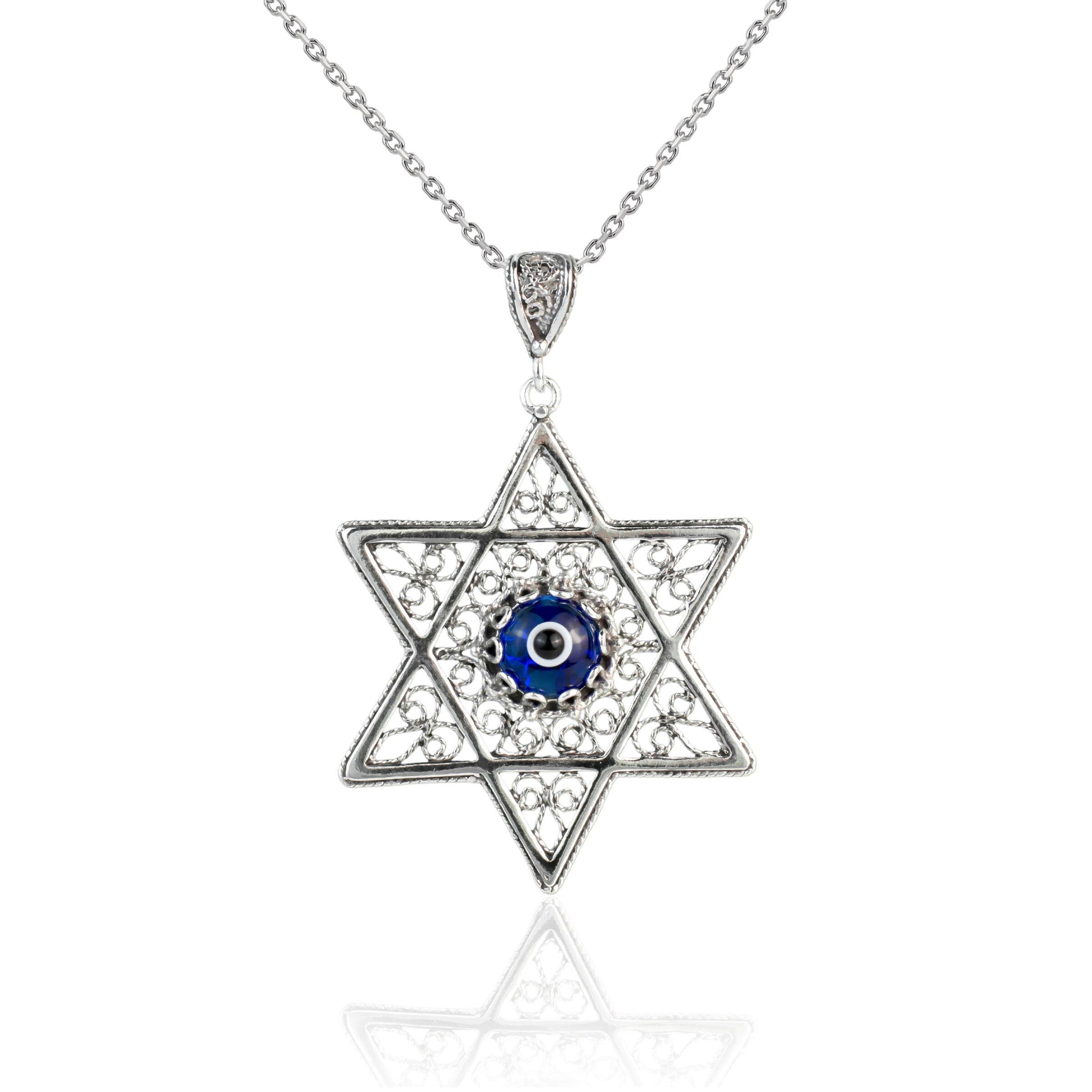 Collana Stella Di David E Malocchio In Argento Sterling | Gioiello Ebraico | Regalo Donna YAFEINI