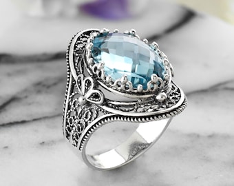 Silvershake 3.08ct Oval London Blue Topaz Sterling Silver Ring – Genuine Gemstone Solitaire - View #4