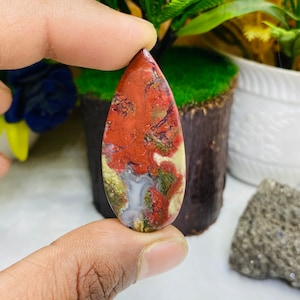 Scenic Moss Agate Gemstone Cabochon, Scenic Stone Cabochon, Jewelry Making Supply, Nature Lover Gift