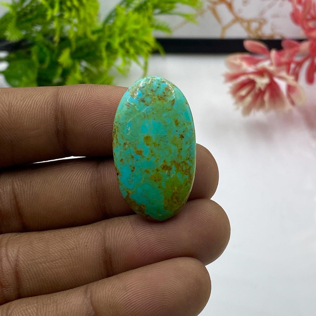 Genuine Arizona Turquoise , Natural Turquoise Cabochon, Size-33x18x7 MM ...