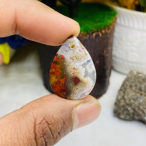 Scenic Moss Agate Gemstone Cabochon, Nature Inspired Jewelry Making, Green Gemstone, Unique Cabochon, Craft Supplies