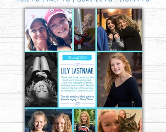 Senior Yearbook Ad Templates, Editable Yearbook Ad, 1/8, 1/4, 1/2 and Full Page Templates Included