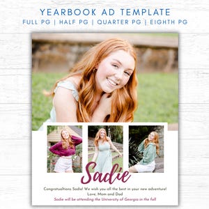 Yearbook Ad Templates for Seniors Tribute Ad Yearbook Canva Template for High School Senior