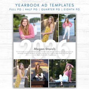 Senior Year Tribute Ad Templates, Class of 2026 Yearbook Ads, bearbeitbare 1/8, 1/4, 1/2 und ganzseitige Canva Vorlagen