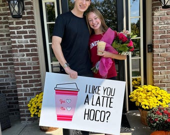 Homecoming Proposal Poster, I Like You A Latte, Hoco Promposal Idea for Coffee Lovers