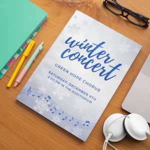 Winter Concert Program Template, Winter Recital Program, Program Template for Chorus, Orchestra, Band, Piano