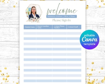 Boho Floral Meet the Teacher Sign-In Sheet Template (Digital Download)