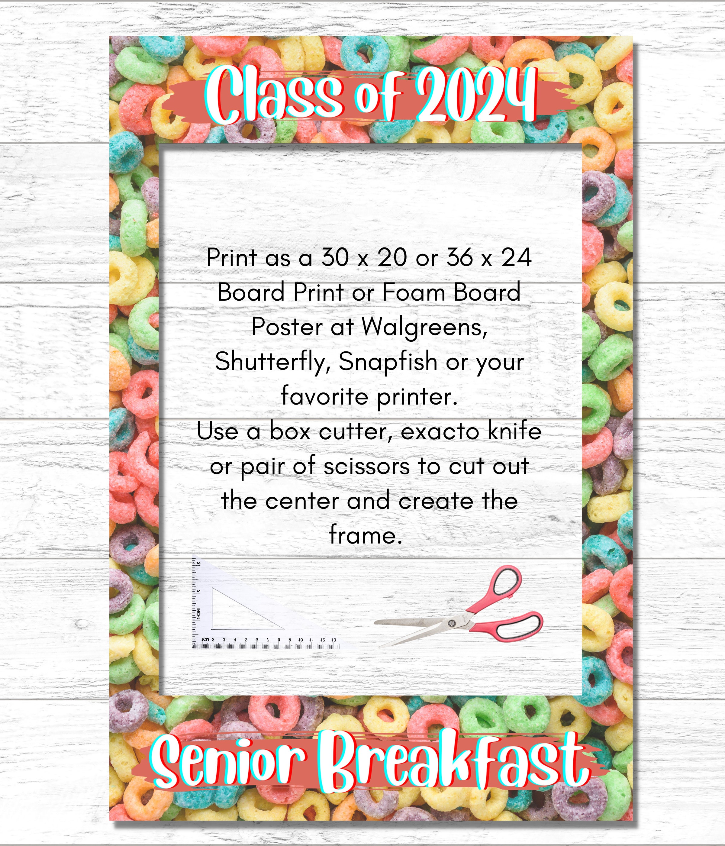 Senior Breakfast Photo Booth Frame Class of 2024 Photo Prop Frame