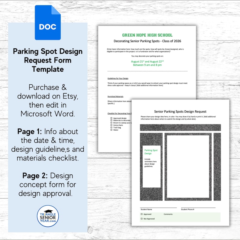 Senior Parking Spot Info Packet and Design Form Template | MS WORD ...